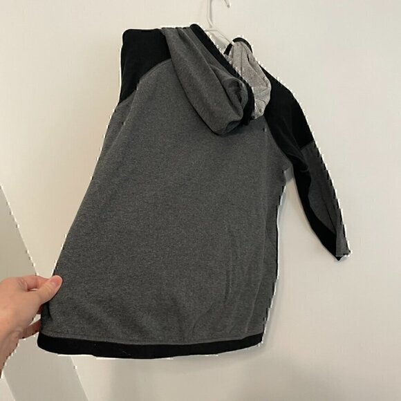 REEBOK Dark Gray Black Colorblock 3/4 Sleeve Pullover Hoodie Sweatshirt ALTERED - Picture 11 of 13